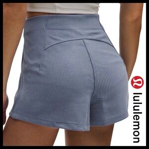 Lululemon Ribbed Softstreme High-Rise Short 2"— Oasis Blue🌊💧